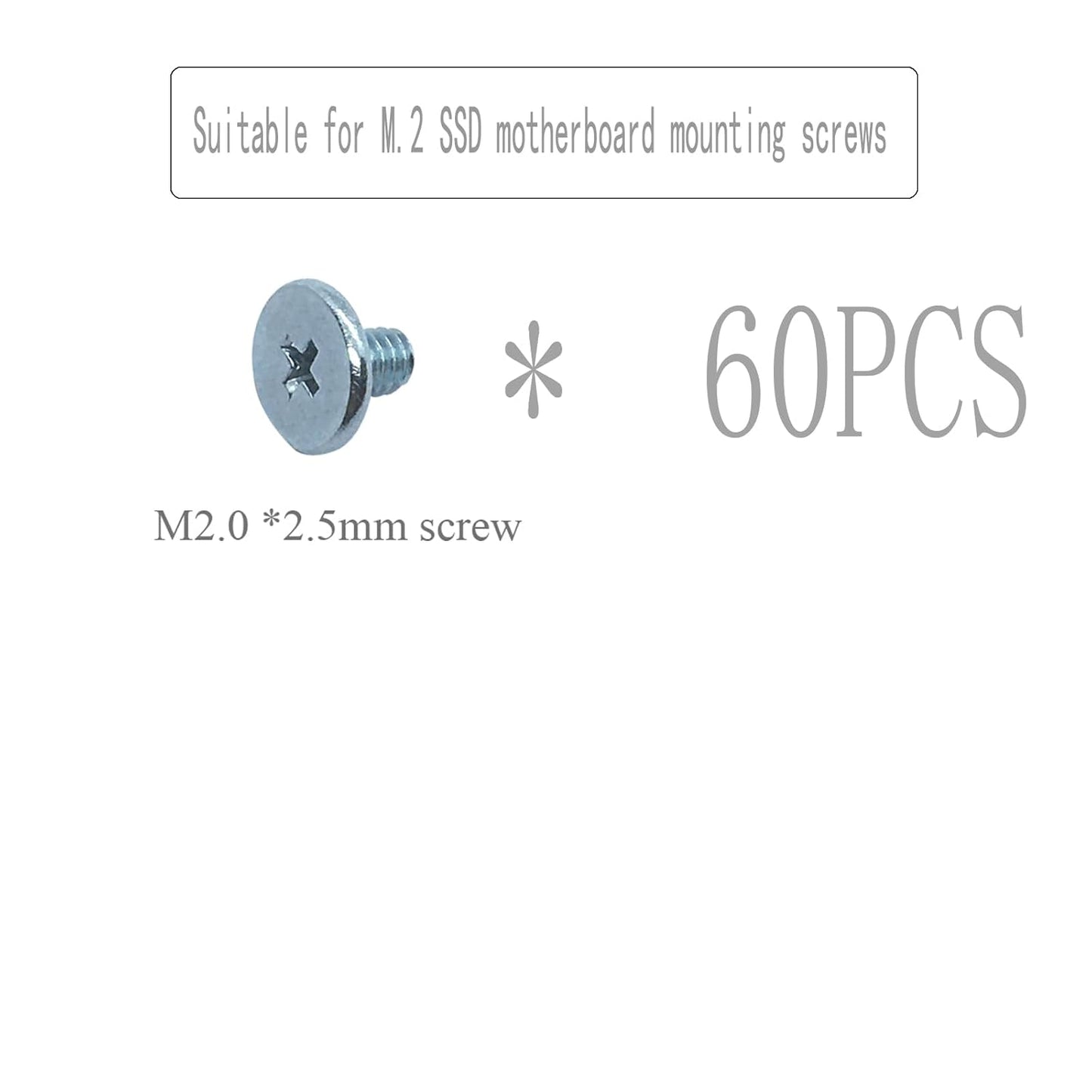 60 Pcs M2 SSD Screws Kit PCIe NVMe M.2 SSD Mounting Screws