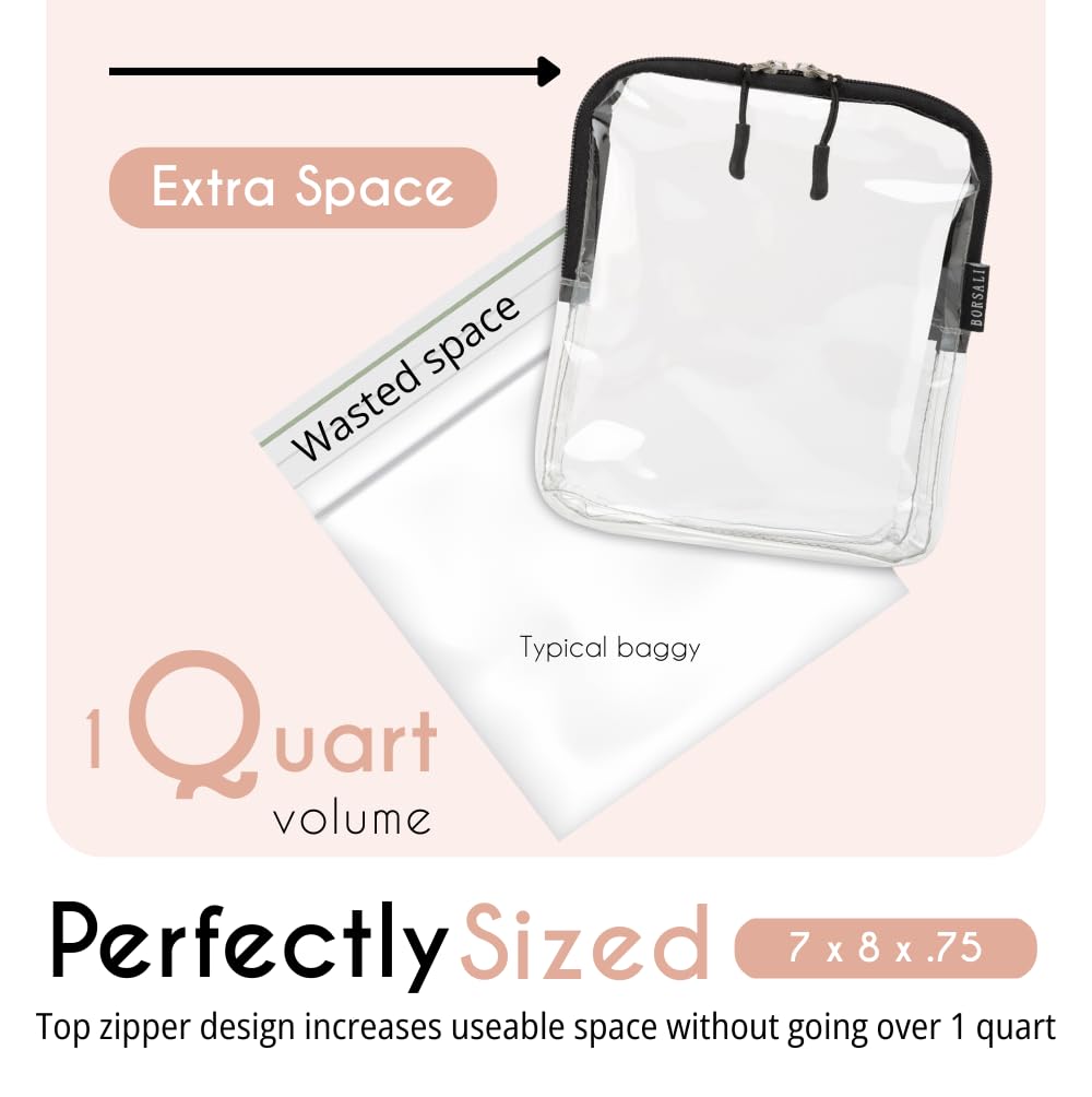 TSA Approved Toiletry Bag Clear Quart Size for 3-1-1 Carry On Travel  Makeup Organizer Cosmetic Pouch