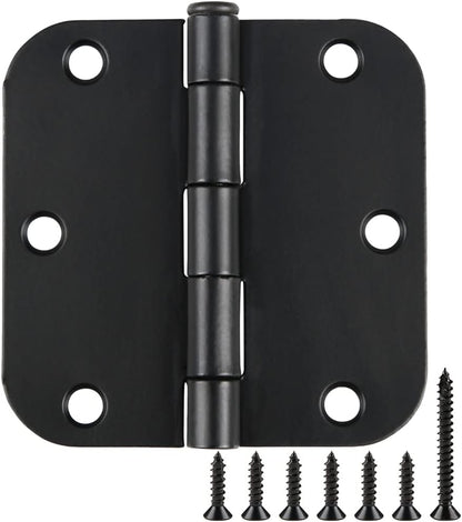 30 Pack Rounded Matte Black Door Hinges 3.5 Inch 5/8" Radius Interior 3 1/2" Flat Iron Bifold Residential