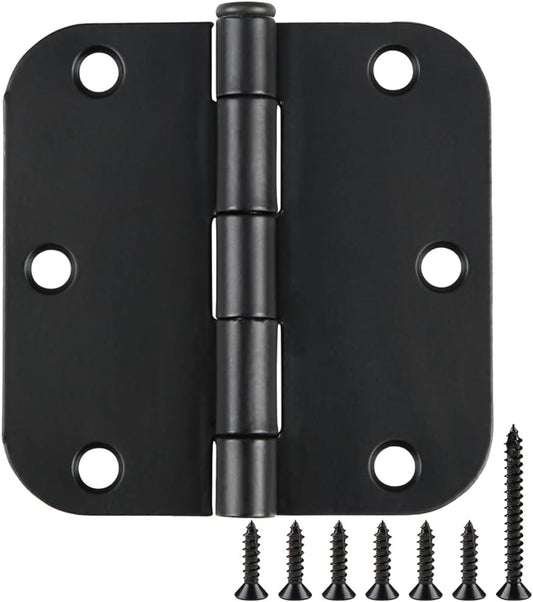 30 Pack Rounded Matte Black Door Hinges 3.5 Inch 5/8" Radius Interior 3 1/2" Flat Iron Bifold Residential
