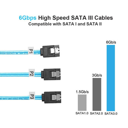 12 Inches 3 Pack Flexible Straight SATA-Cable 6Gbps Data with Locking Latch for SSD HDD