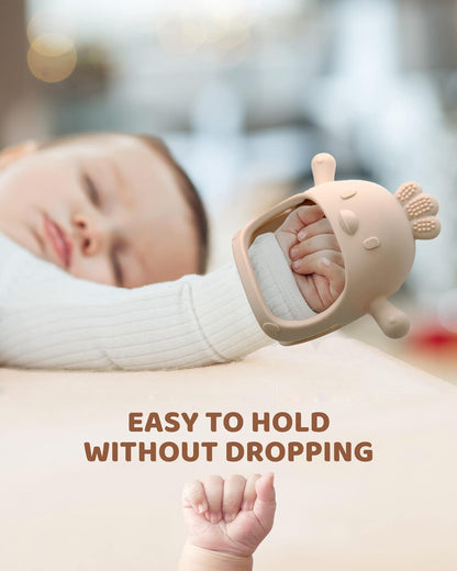 2 Pack Baby Teething Toy Silicone Teething Mitten for Babies Over 3 Months Anti Dropping Wrist Hand Teethers