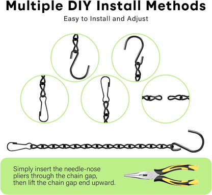 180”Heavy Duty Metal Hanging Chains with Hanging Basket Hooks Set for Planters Birdcage Birds Feeder