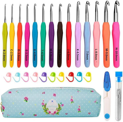 Crochet Hooks 14 Size Crochet Set 2mm(B)-10mm(N), Ergonomic Crochet Hooks Set with Case