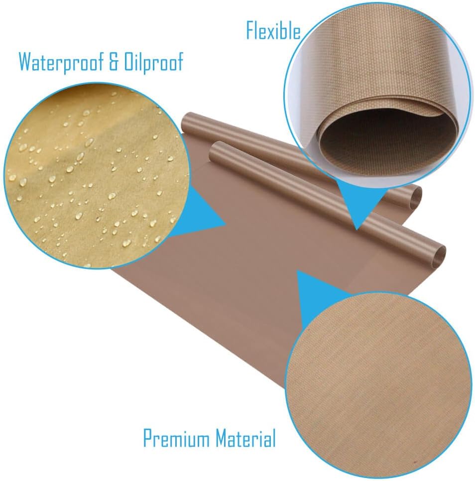 10 Pack PTFE Teflon Sheet for Heat Press 16" x 24" Non Stick Heat Resistant Craft Mat