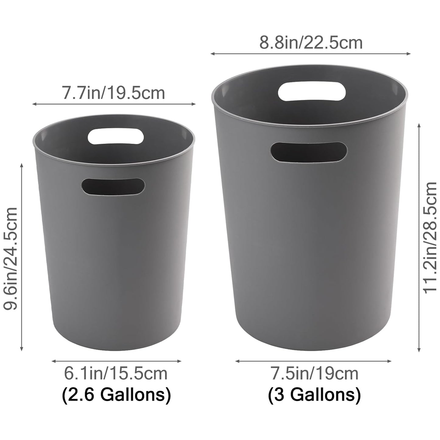 4 Pack Small Trash Can for Bathroom 3 Gallon/12-Liter Wastebasket Round Plastic Garbage Container Bin