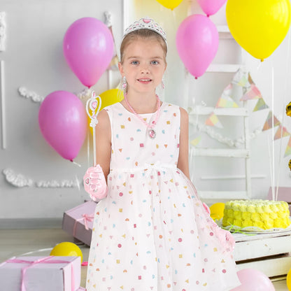 Dress Up Party Accessories for Princess Costume Gloves Tiara Wand Necklace Earrings
