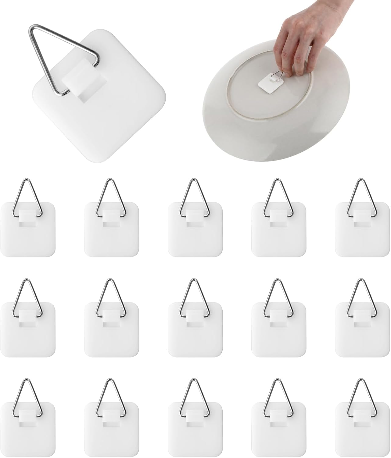 15PCS Invisible Adhesive Plate Hangers Wall Display Holder 1.25 Inches Vertical Holders for Hooks