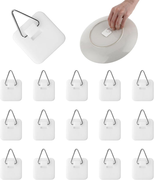 15PCS Invisible Adhesive Plate Hangers Wall Display Holder 1.25 Inches Vertical Holders for Hooks