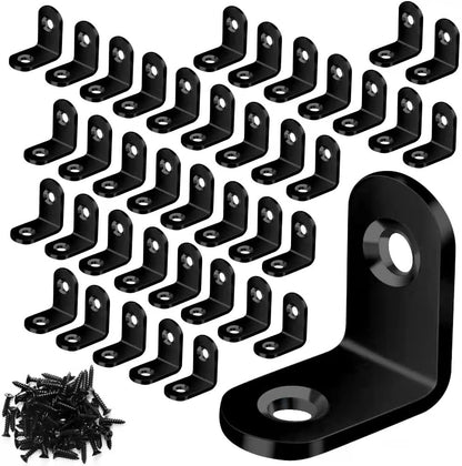 40PCS L Brace Black Small L Brackets for Wood, Stainless Steel Corner Brace Metal Right Angle Bracket