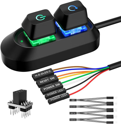 PC Power Button Desktop Switch Splitter ON Off Reset SW HDD LED PC External Power Supply Button
