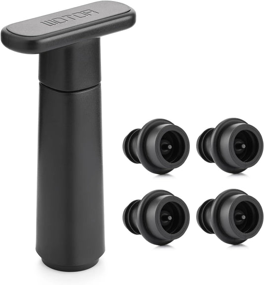 Wine Saver Vacuum Pump with 4 Stoppers Wine Stopper & Preserver Reusable Bottle Sealer
