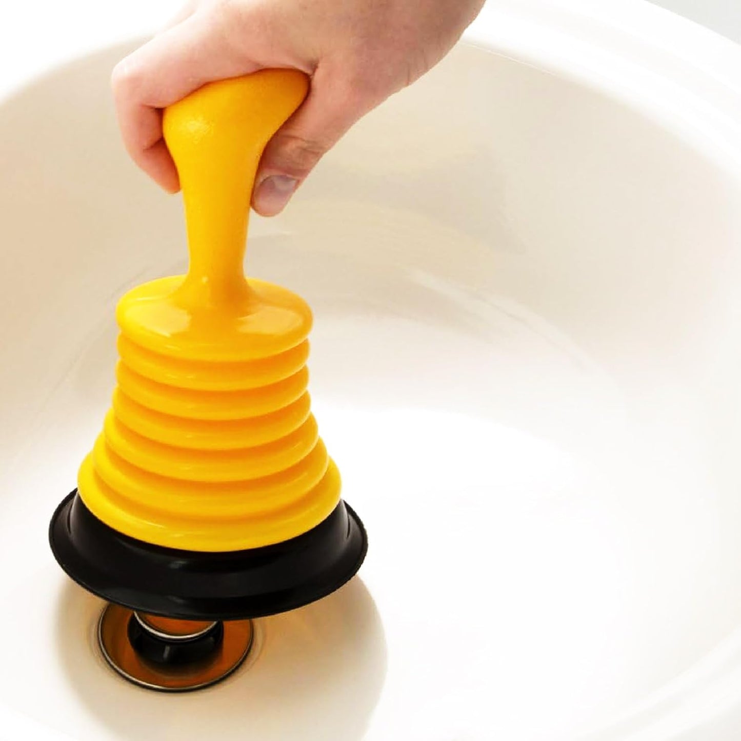 11 Inch Bellows Sink Plunger for Kitchen & Bathroom Sinks Heavy-Duty Clog Remover with Ergonomic Handle