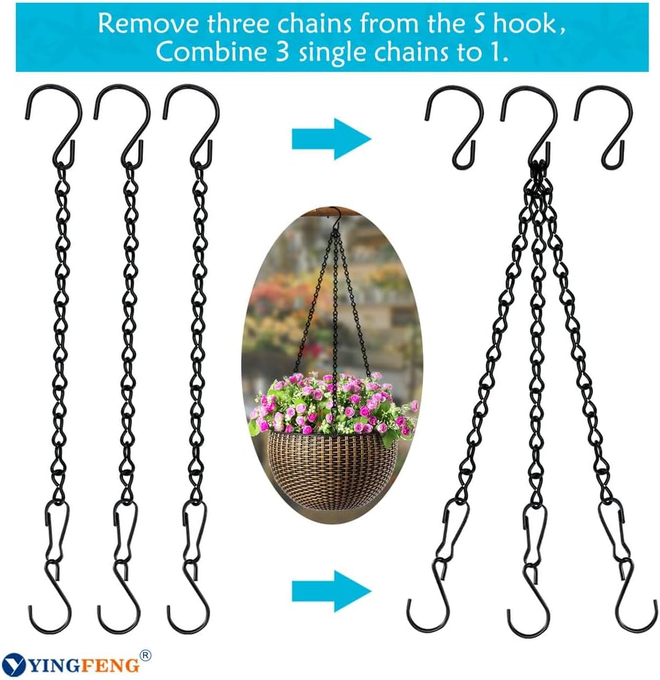 10 Pack 9.5 Inch Black Hanging Chains Garden Plant Hangers for Hanging Bird Feeders Billboards Chalkboards