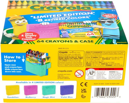 Crayon Box 64 Count With Limited Edition Colors & Plastic Case Arts & Crafts Coloring Supplies for Kids