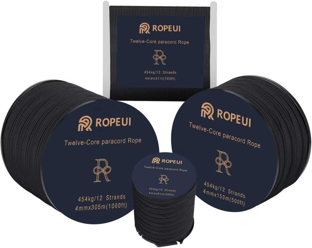 12 Strand Nylon Tactical Parachute Cord 100ft–1000ft Utility Rope for Survival Camping Hiking