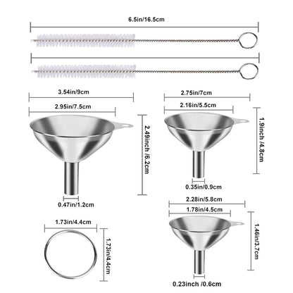 Metal Stainless Steel Funnel Large Medium Small Funnel Set of 3 Food Grade Mini Funnels for Kitchen