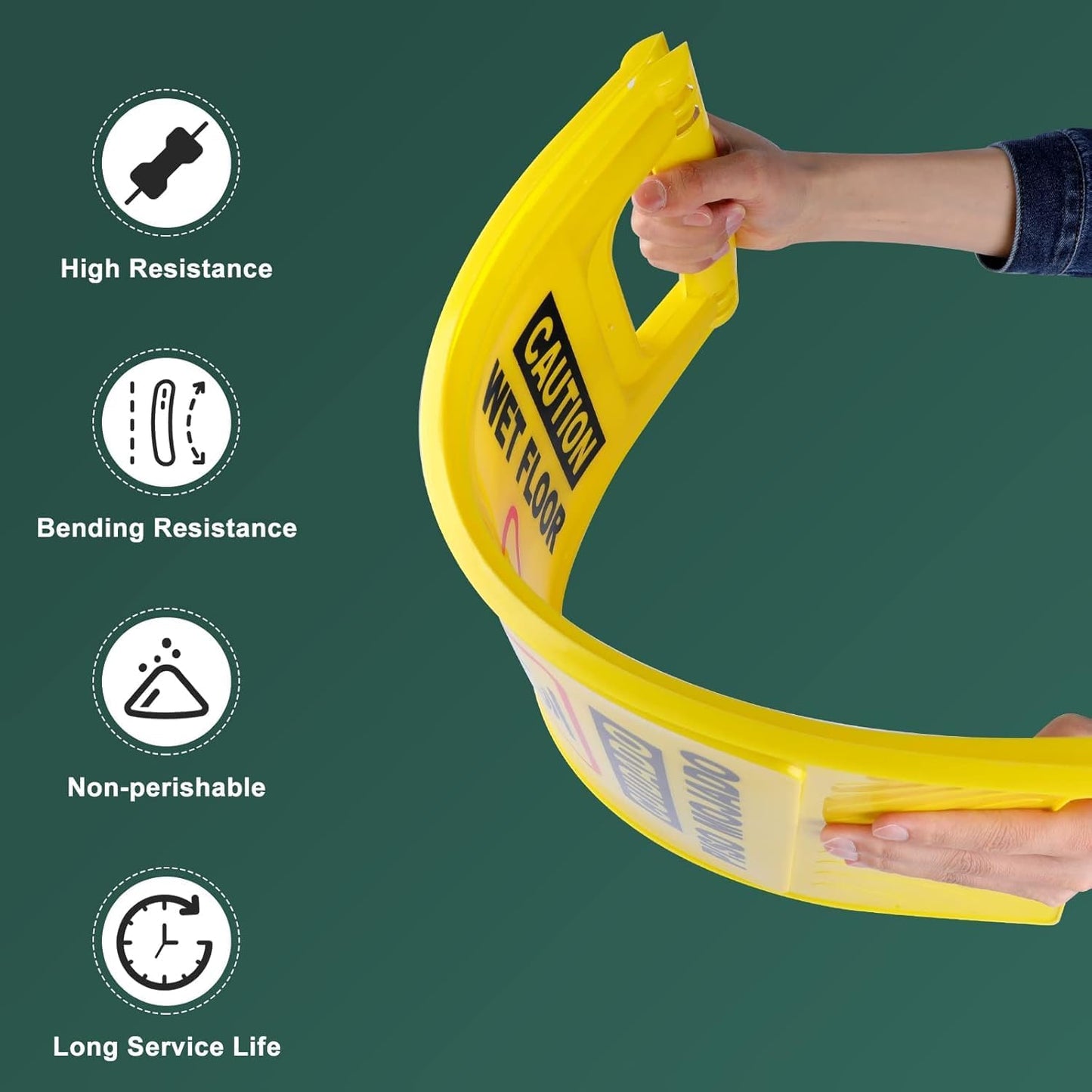 24 Inches Caution Wet Floor Sign 3PCAK Yellow Bilingual Double-Sided Safety Warning Signs A Frame Safety