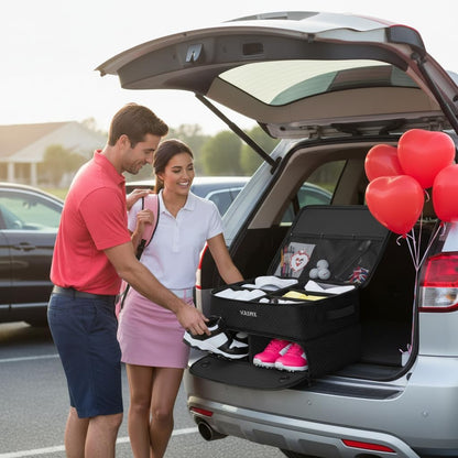 2 Layer Golf Trunk Organizer Golf Gifts for Men with Separate Ventilated Compartment for 2 Pair Shoes