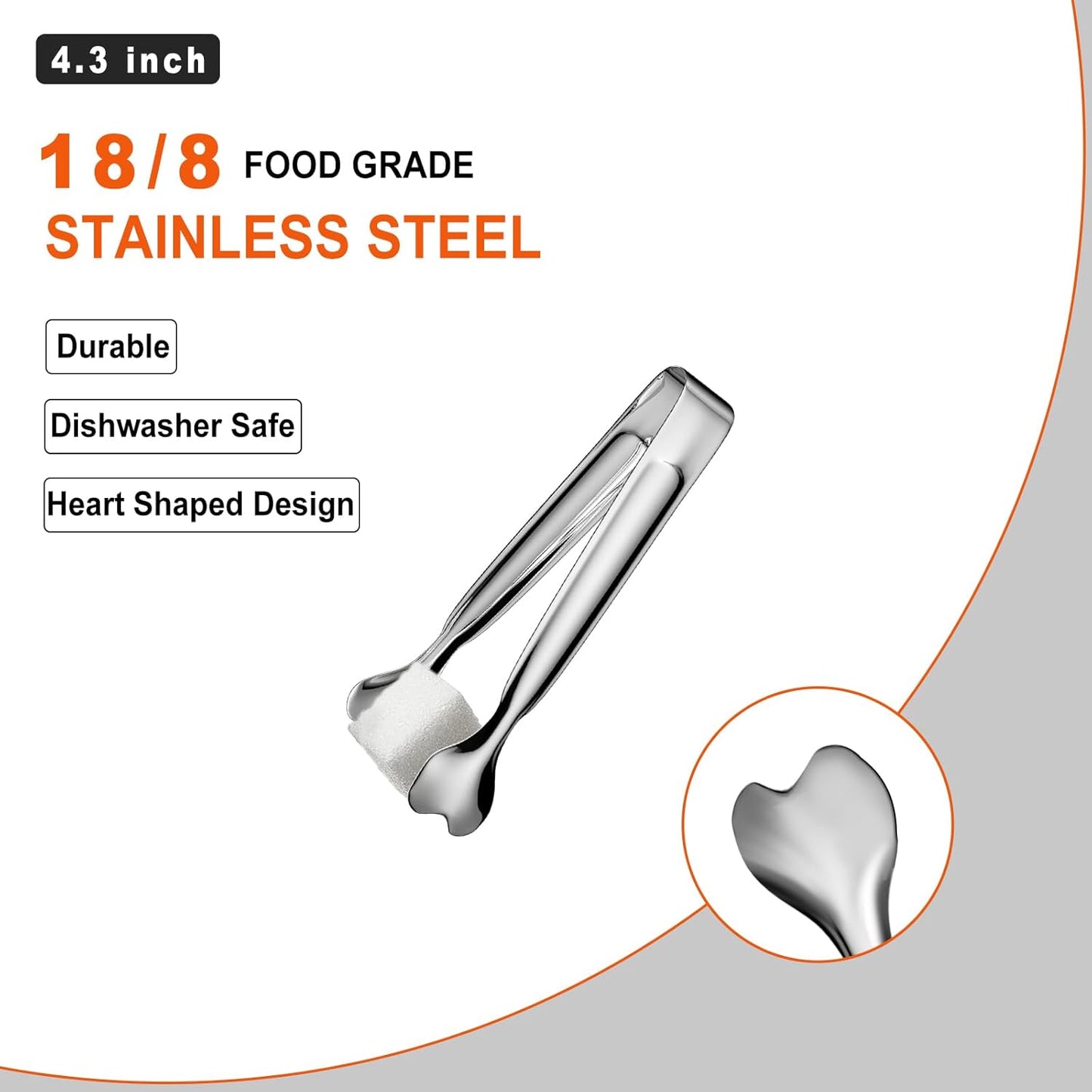 18-Packs Stainless Steel Sugar Tongs 4.3inch Ice Tongs Kitchen Appetizers Tongs for Coffee Bar