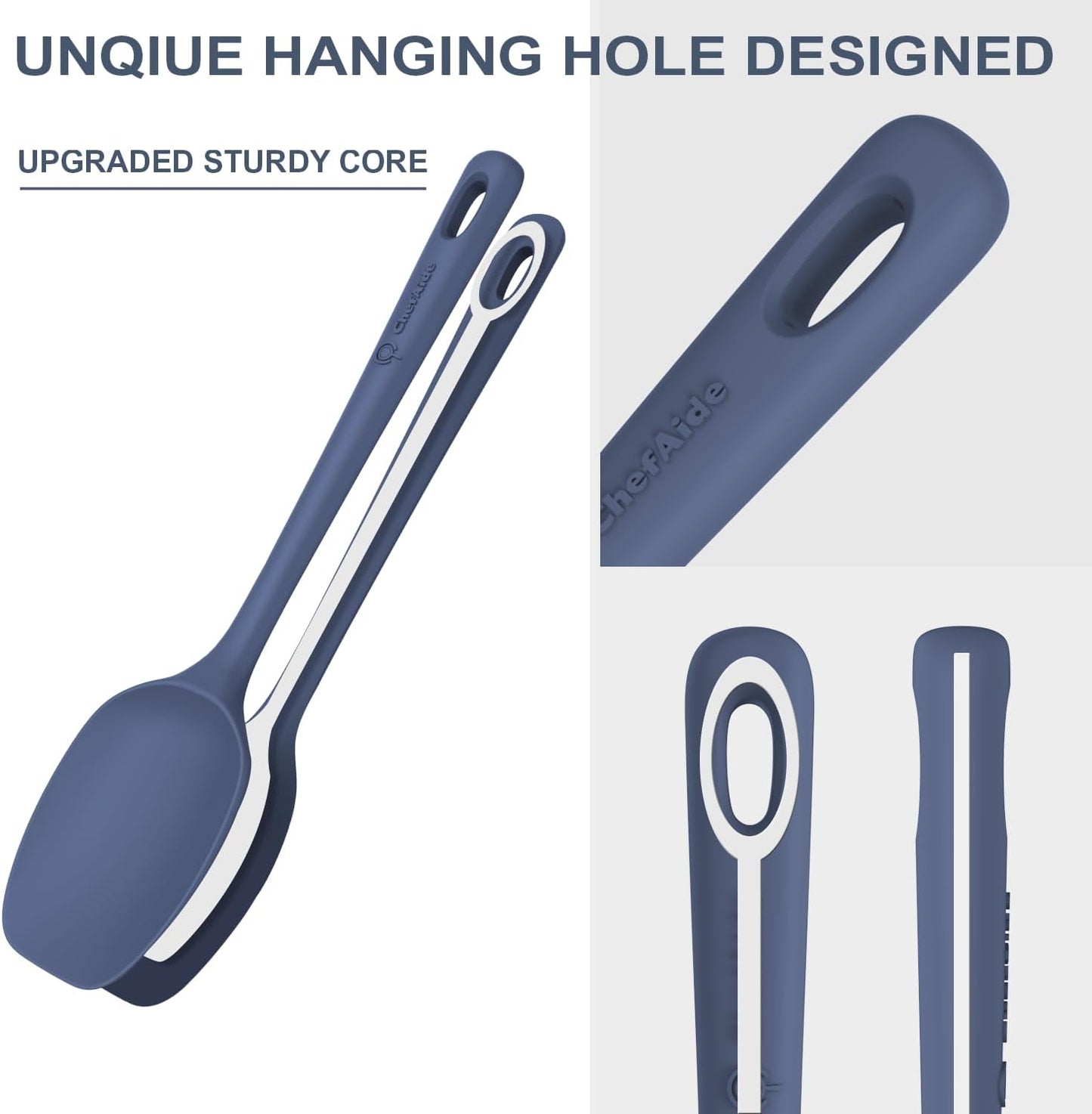 5 Pieces Food Grade Rubber Spatula Upgrade Strong Handle with Ergonomic Grip Heat Resistant
