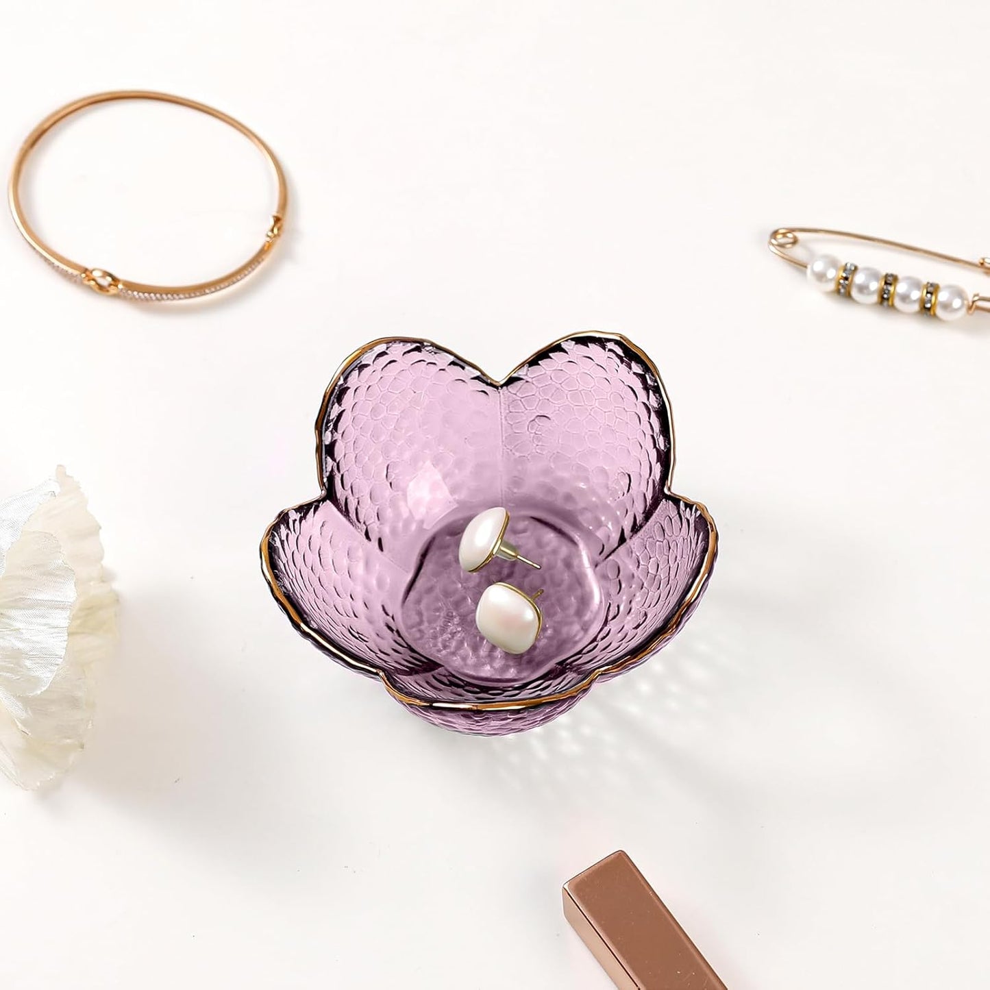 Jewelry Dish Glass Ring Holder Dish Jewelry Tray Cute Vanity Organizer Aesthetic Nightstand