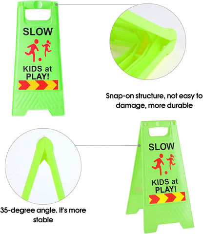 2 Pack Kids at Play Signs for Street Double-Sided Text and Graphics with Reflective Tape Children at Play Safety Sign