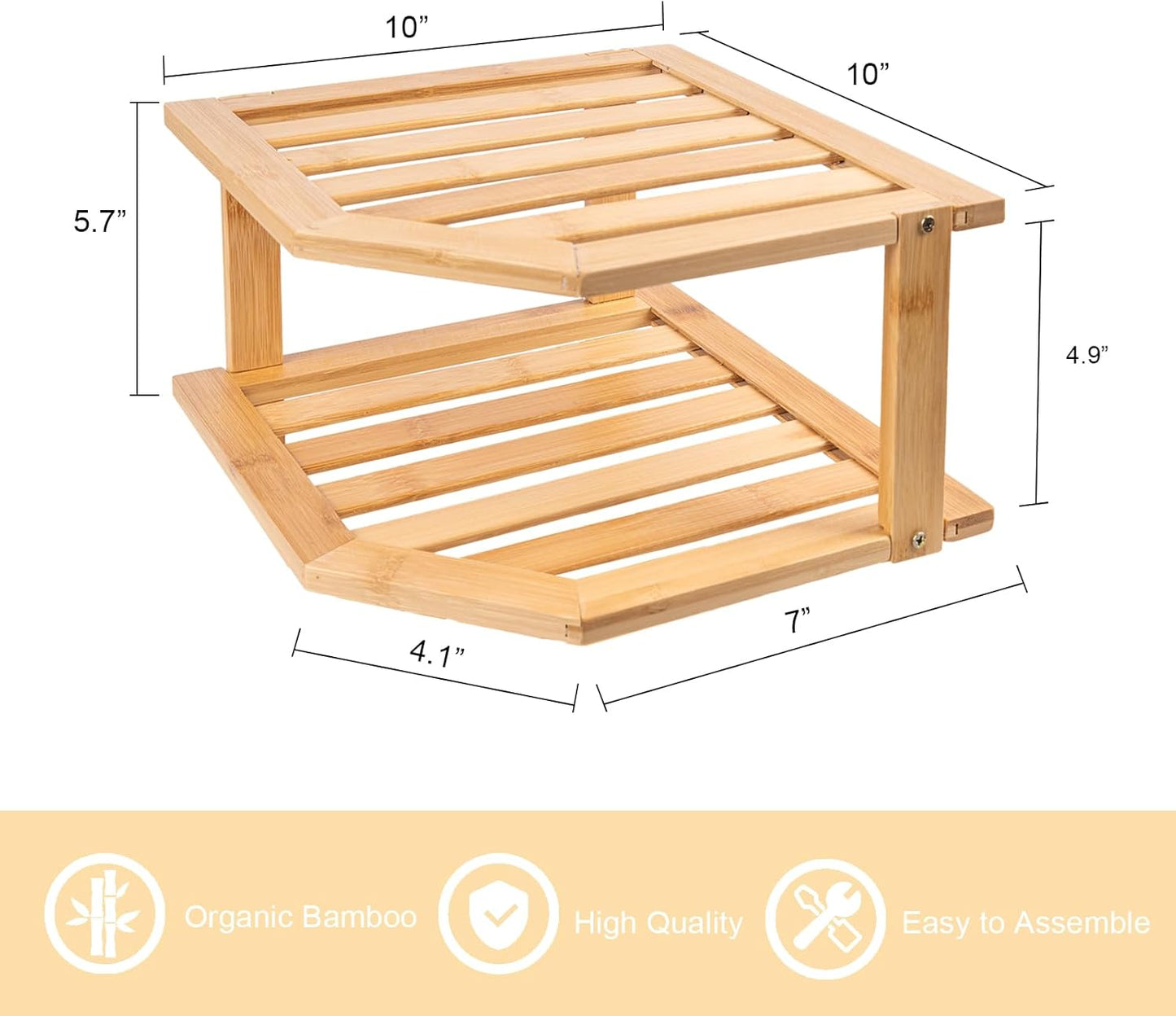 2 Tier Plate Organizer for Cabinet and Countertop Pantry Dish and Spice Rack