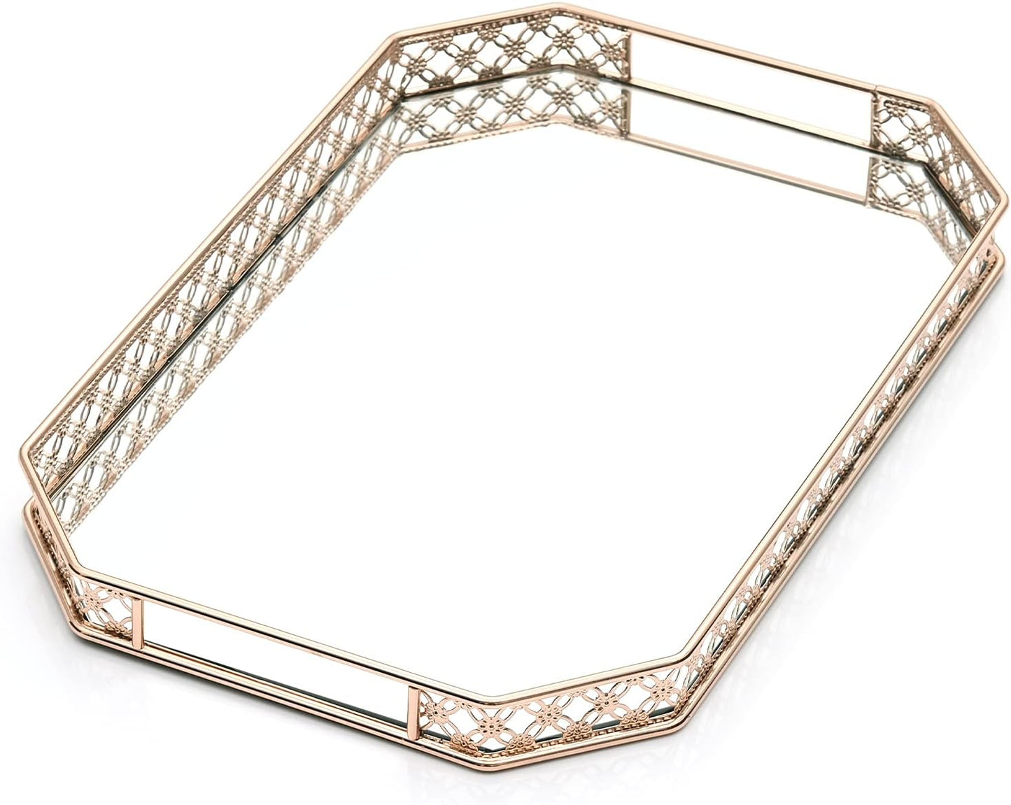 Gold Vanity Tray Perfume Tray for Dresser Vanity Trays for Bathroom and Home Decor, 14 x 9 x 1.2 inches