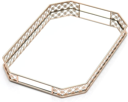 Gold Vanity Tray Perfume Tray for Dresser Vanity Trays for Bathroom and Home Decor, 14 x 9 x 1.2 inches