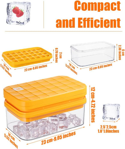 Ice Cube Tray with Lid&Bin Ice Cube Mold with 56 Cubes Stackable Ice Trays for Freezer with Easy-Release