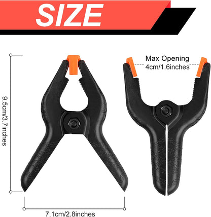 12 Pack Plastic Spring Clamps 3.5inch Small Heavy Duty Clips for Crafts Backdrop Stand Woodworking