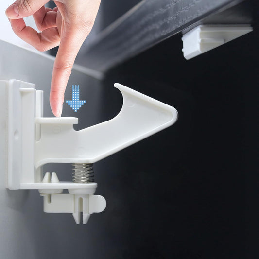 10 Pack Cabinet Locks for Babies Child Safety Latches 3.5 Inches Longer Baby Proofing Cabinets Drawer Lock with Adhesive