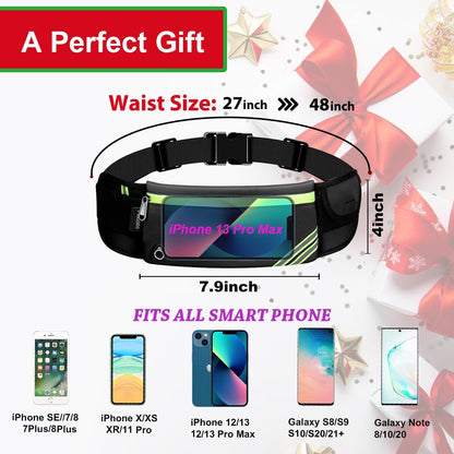 Slim Running Belt Fanny Pack Waist Pack Bag for Hiking Cycling Workout Reflective Runners Belt Jogging Pouch