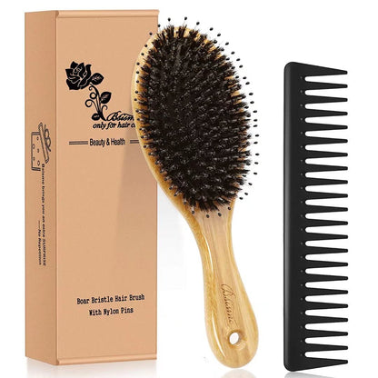 Hair Brush Comb Set Boar Bristle Hairbrush for Curly Thick Long Fine Dry Wet Hair Best Travel