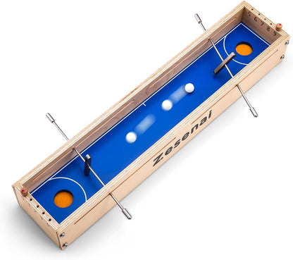 2 Player Wooden Tabletop Skill Game Mini Foosball & Hockey Fast-Action Play Family Night