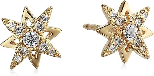 Gold and Rhodium Plated Sterling Silver Cubic Zirconia Earrings