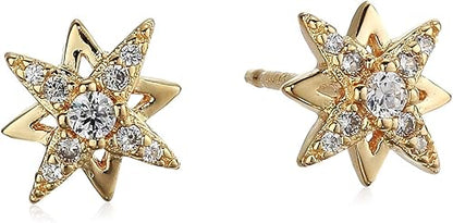 Gold and Rhodium Plated Sterling Silver Cubic Zirconia Earrings