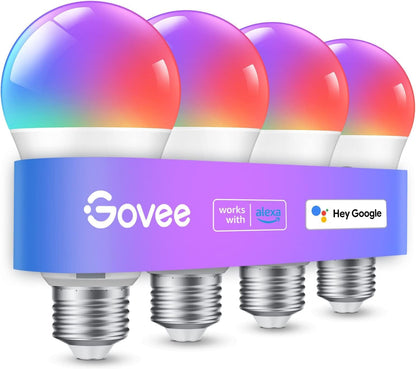 4 Pack Color Changing Light Bulb Work with Alexa and Google Assistant 16 Million Colors RGBWW WiFi & Bluetooth
