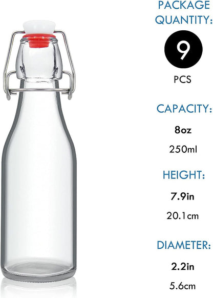 8oz Swing Top Bottles Glass Beer Bottle with Airtight Rubber Seal Flip Caps for Home Brewing Kombucha