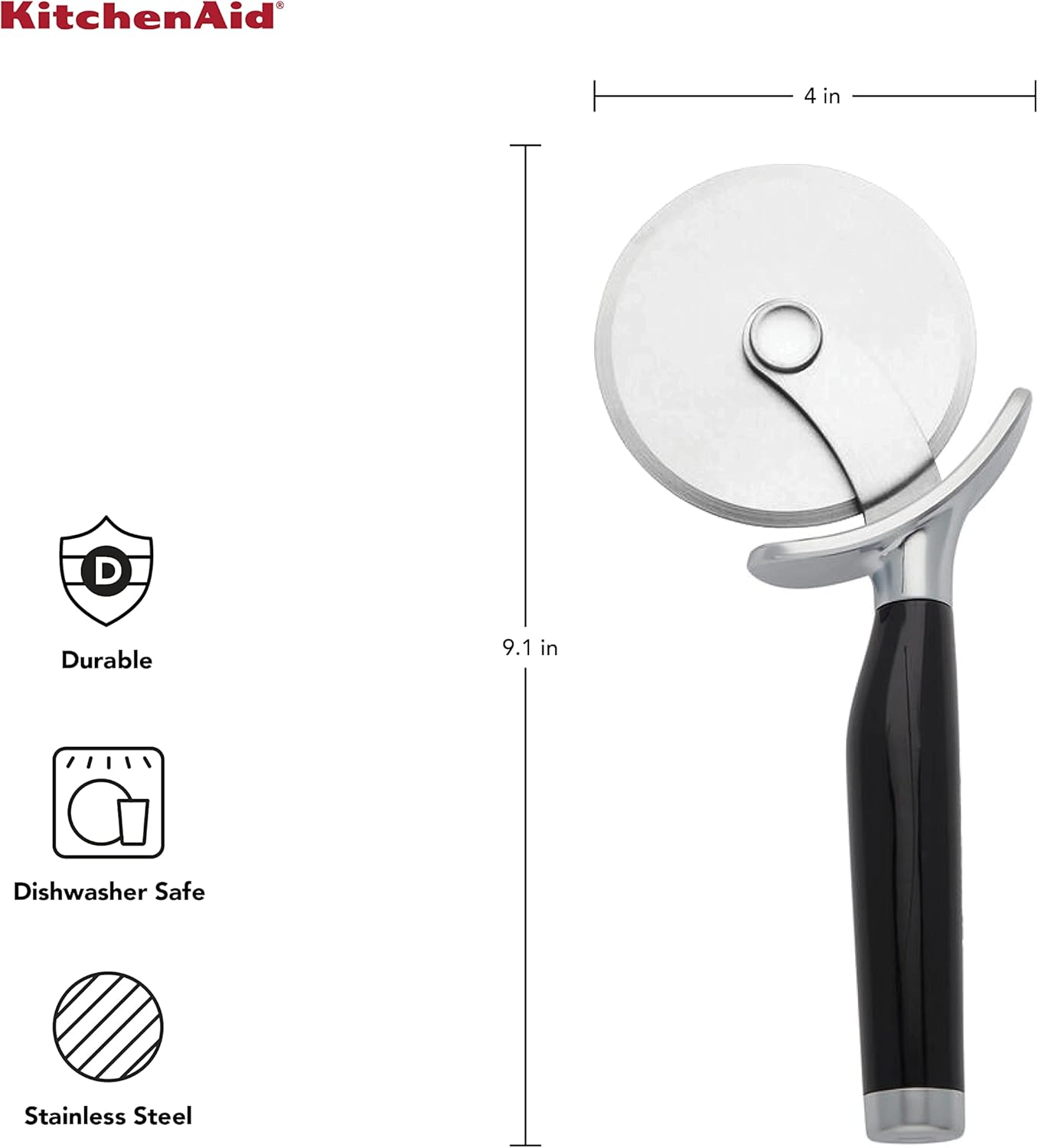 Pizza Wheel with Sharp Blade For Cutting Through Crusts Pies and More Built In Finger Guard