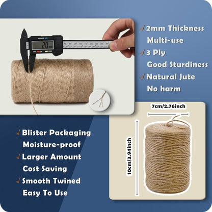 600 Feet Long Twine String for Crafts Gift Wrapping Packing Gardening Crochet Knitting Macrame Decor