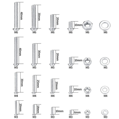 1080 Pcs Screws Bolts and Nuts Assortment Kit, Metric Machine Screws and Nuts and Flat Washers, M3/M4/M5/M6 Cross Slotted Round