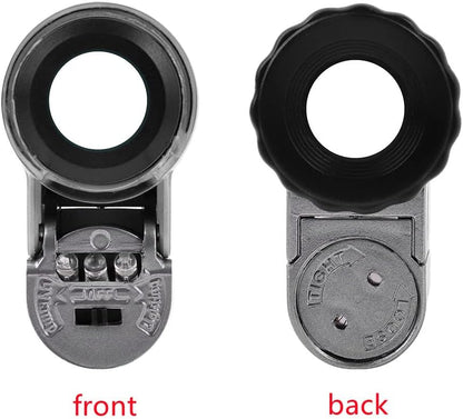 Mini Pocket Magnifier Portable Microscope Magnifying Glass with LED UV Lights Jewelers Loupe