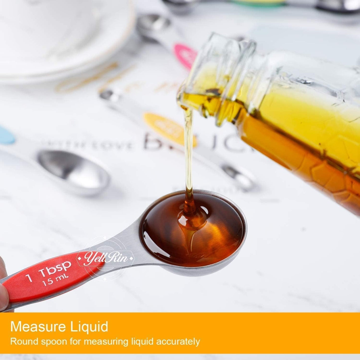 Set of 7 Stainless Steel Stackable Dual Sided Teaspoon Tablespoon for Measuring Dry and Liquid Ingredients