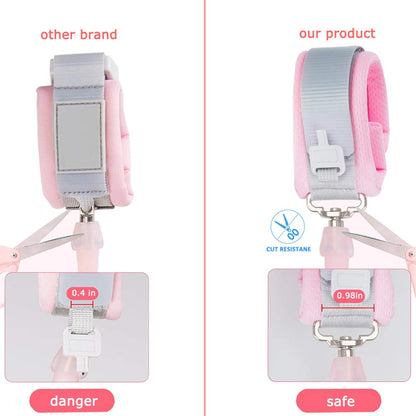 Anti Lost Wrist Link with Key Lock for Kids 6.56ft 2 Pack Pink and Blue