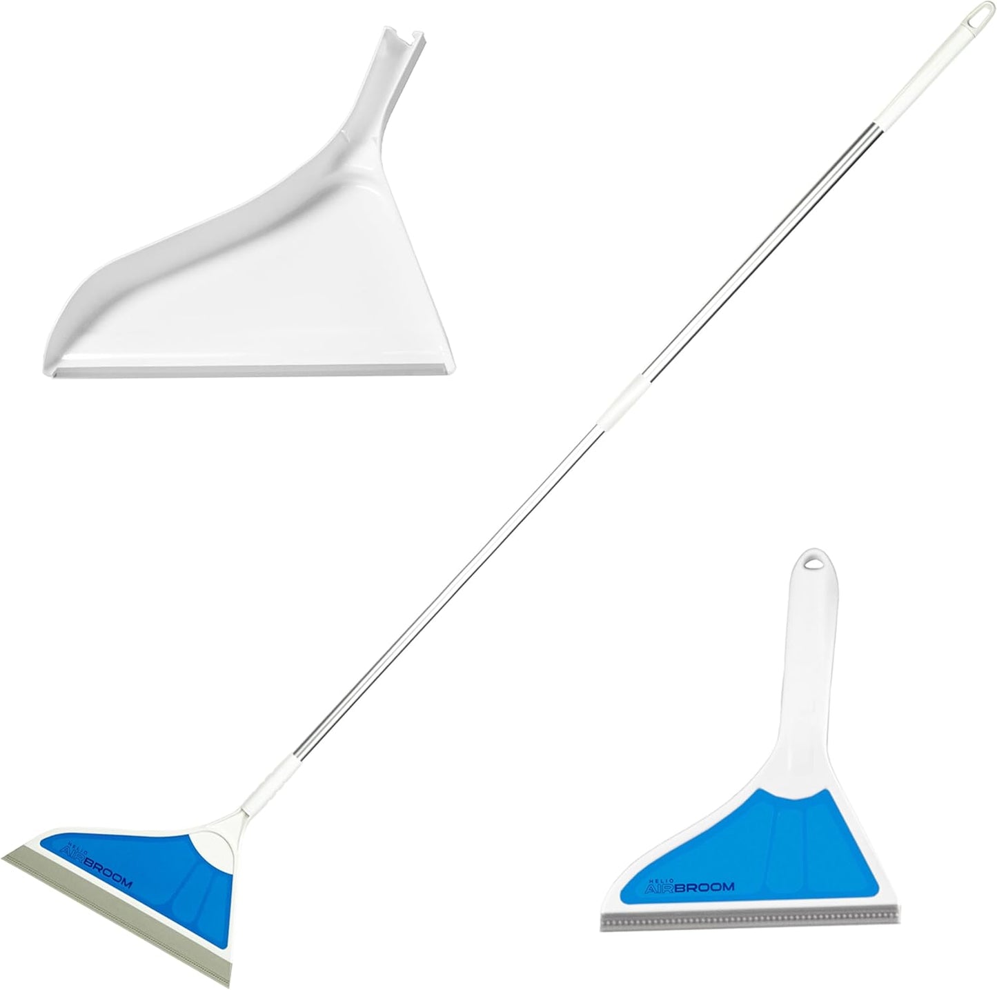3 Piece Kit All Surface Sweeper and Squeegee for Wet and Dry Cleaning Dust Dirt Liquids Pet Hair Tile Hardwood Floors