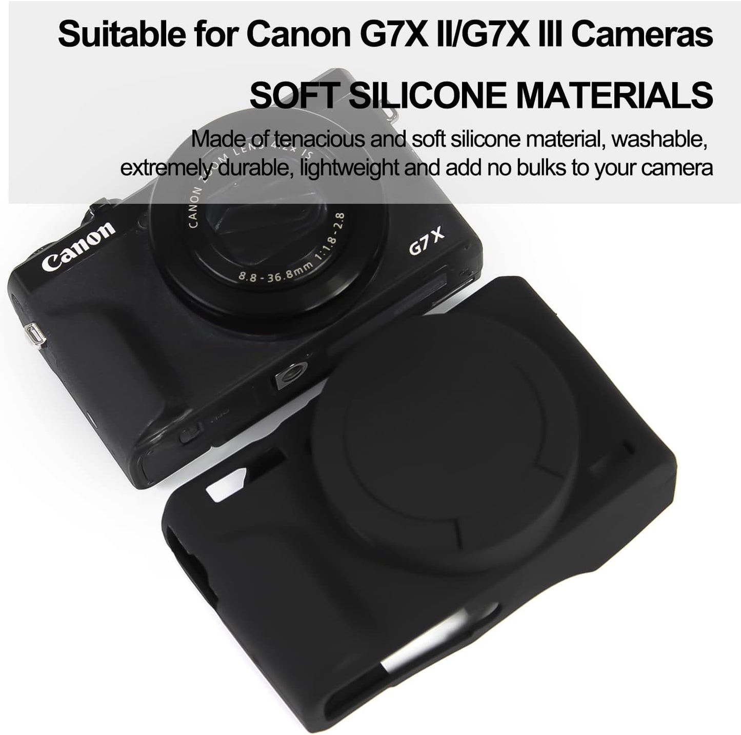 Easy Hood Case for Powershot G7 X Mark III Digital Camera Soft Silicone Protective Cover with Removable Lens Cover