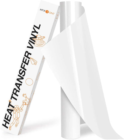 Roll Heat Transfer Vinyl  12" x 8ft White HTV Vinyl for Shirts Iron on Vinyl for All Cutting Machine