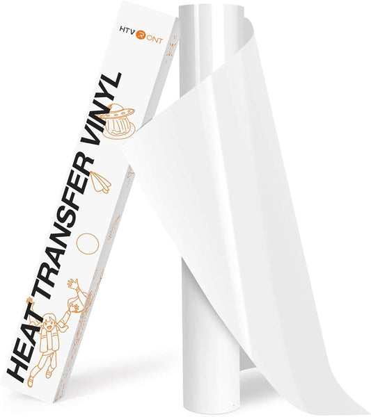 Roll Heat Transfer Vinyl  12" x 8ft White HTV Vinyl for Shirts Iron on Vinyl for All Cutting Machine